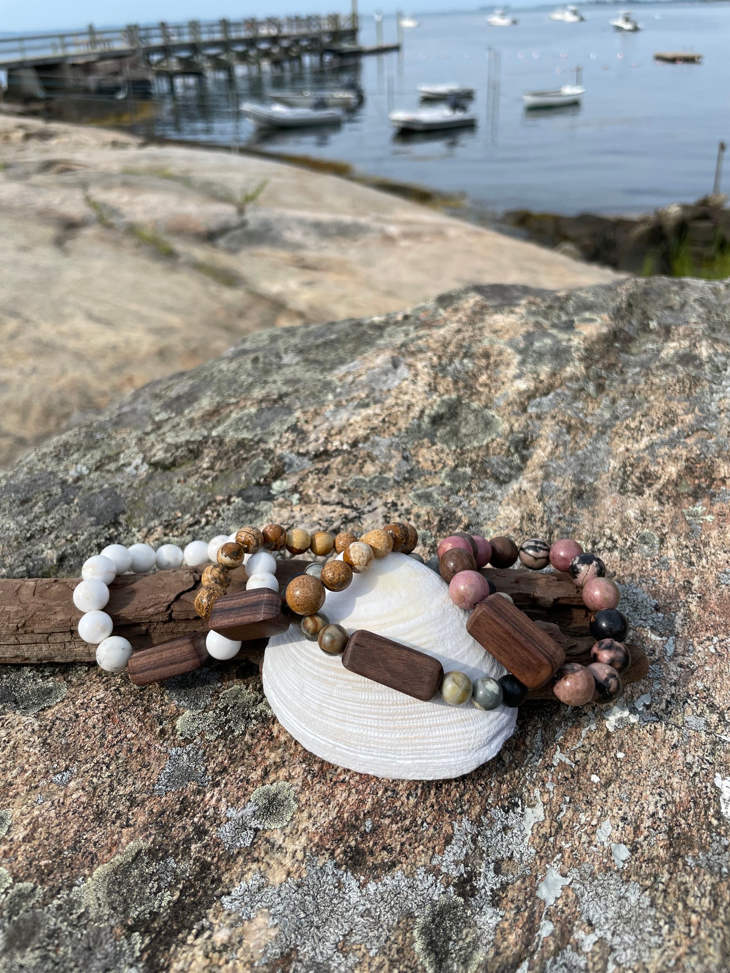 Stone Bracelet with Rosewood Bead