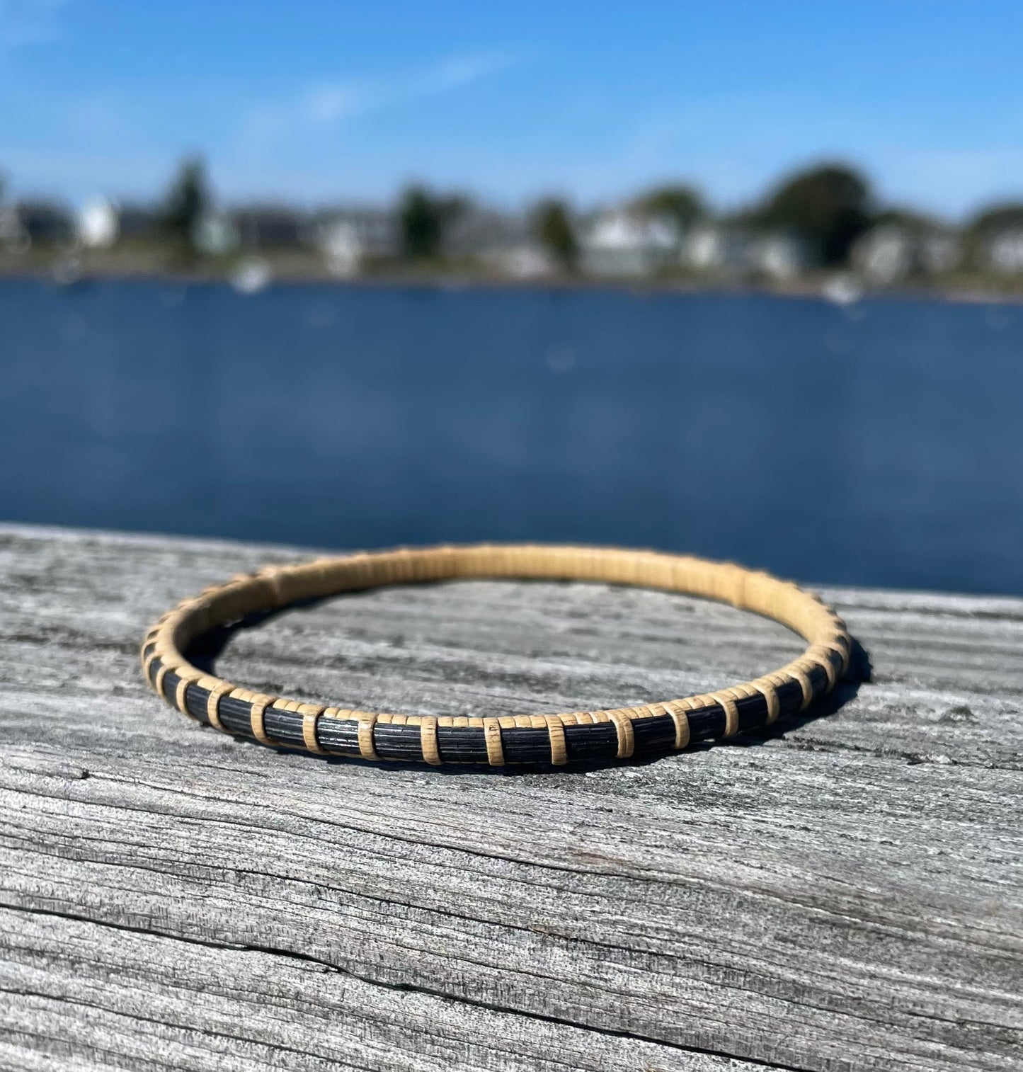 deep blue woven bangle bracelet