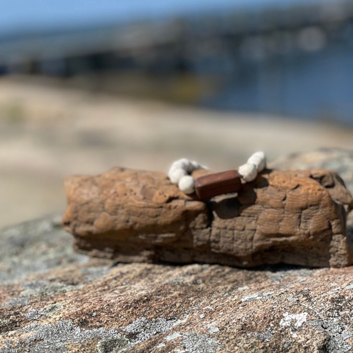 Stone Bracelet with Rosewood Bead