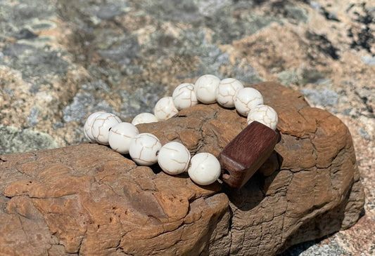 Stone Bracelet with  Rosewood Bead