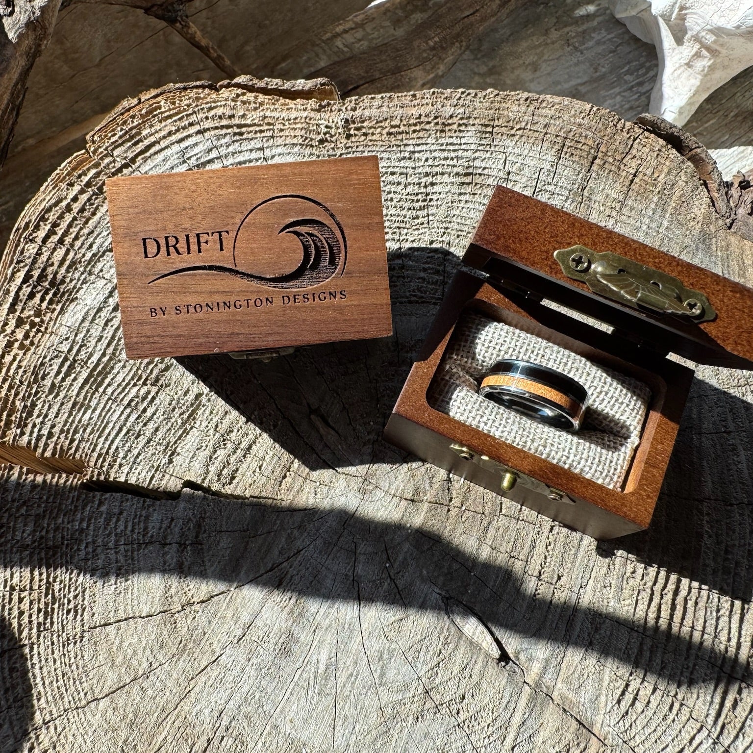 Latitude — 8mm Double Wood Inlay Tungsten Ring