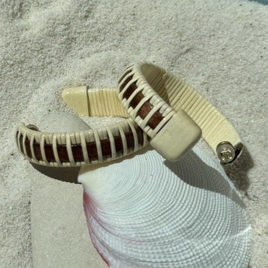 Rosewood Seasons large hoop earrings finished with a light weaver wrap, a sculptural handcrafted pair made to be worn often and appreciated for years — American-made by Military Spouse artisans in Stonington, Connecticut.